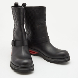 مملوكة مسبقًا Louis Vuitton Black Infini Empreinte Leather Midcalf Length Boots Size 43