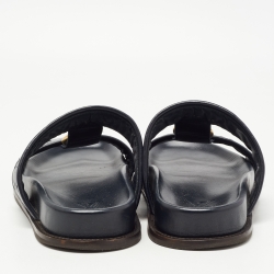 Louis Vuitton Navy Blue Ostrich Leather Slides Size 43.5