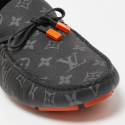 Pre Owned Louis Vuitton Two Tone Monogram Canvas Driver Loafers  Size 43