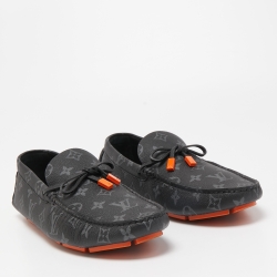 Pre Owned Louis Vuitton Two Tone Monogram Canvas Driver Loafers  Size 43