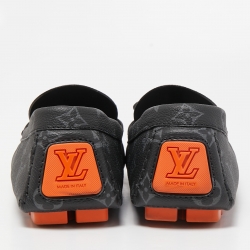 Pre Owned Louis Vuitton Two Tone Monogram Canvas Driver Loafers  Size 43