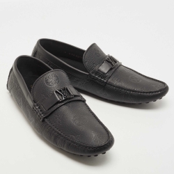 Pre Owned Louis Vuitton Black Leather Hockenheim Loafers Size 43
