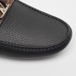 Louis Vuitton Black/Brown Monogram Canvas and Leather Slip On Loafers Size 40