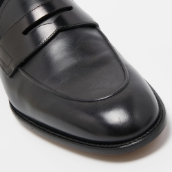 Pre Owned Louis Vuitton Black Leather Penny Slip On Loafers Size 42