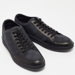 Pre Owned حذاء رياضي لوي فيتون أوف شور جلد وقماش دامييه غرافايت أسود مقاس 40.5