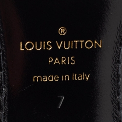 Pre Owned Louis Vuitton Black Petit Damier Fabric and Patent Leather Solferino Derby Size 41