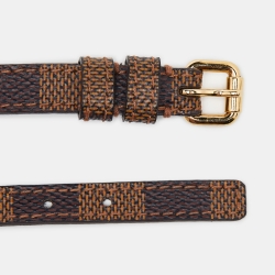 Louis Vuitton Gold Tone Sign It Damier Ebene Leather Bracelet