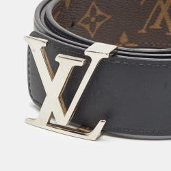 Louis Vuitton Black Monogram Canvas and Leather LV Initiales Reversible Belt 100CM