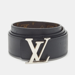 Louis Vuitton Black Monogram Canvas and Leather LV Initiales Reversible Belt 100CM