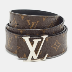 Louis Vuitton Black Monogram Canvas and Leather LV Initiales Reversible Belt 100CM
