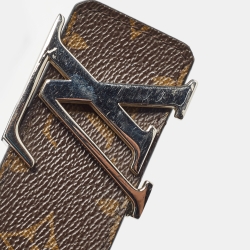 Louis Vuitton Black Monogram Canvas and Leather LV Initiales Reversible Belt 100CM