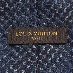 Louis Vuitton Navy Blue Monogram Silk Tie 