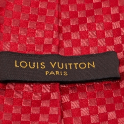 Louis Vuitton Red Silk Lv Micro Damier Tie 