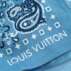 Louis Vuitton Blue Paisley Print Cotton On the Road Bandana Scarf