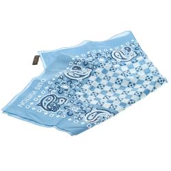 Louis Vuitton Blue Paisley Print Cotton On the Road Bandana Scarf