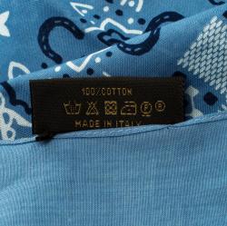 Louis Vuitton Blue Paisley Print Cotton On the Road Bandana Scarf
