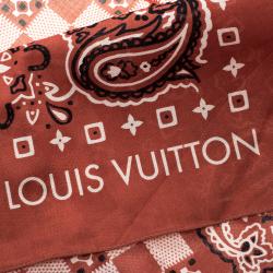 Louis Vuitton Brick Orange Paisley Print Cotton On the Road Bandana Scarf