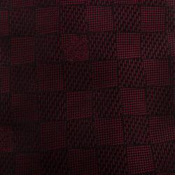 Pre Owned Louis Vuitton Maroon Damier Ebene Silk Jacquard Tie