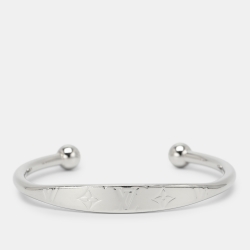 Pre Owned Louis Vuitton Silver Tone Monogram Jonc Cuff Bracelet
