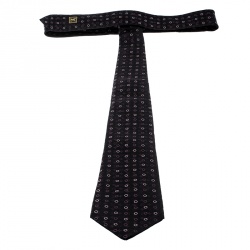 Pre Owned Louis Vuitton Burgundy Monogram Circles Silk Jacquard Tie