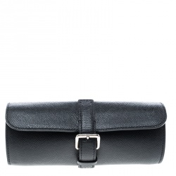 Pre Owned Louis Vuitton Black Taiga Leather 3 Watch Case  