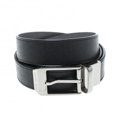 Pre Owned Louis Vuitton Black/Grey Taiga Leather Slender Reversible Belt 95cm