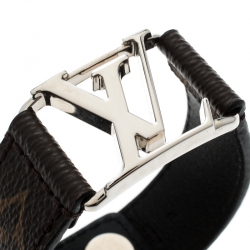 Pre Owned Louis Vuitton Hockenheim Monogram Canvas Silver Tone Bracelet