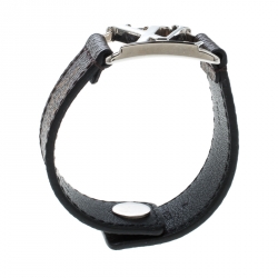 Pre Owned Louis Vuitton Hockenheim Monogram Canvas Silver Tone Bracelet