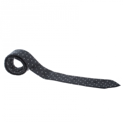 Pre Owned Louis Vuitton Black Monogram Patterned Silk Jacquard Tie