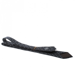 Pre Owned Louis Vuitton Black Monogram Patterned Silk Jacquard Tie