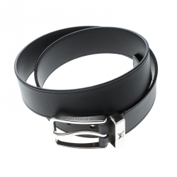 Pre Owned Louis Vuitton Black Leather Pont Neuf Belt 85cm