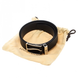 Pre Owned Louis Vuitton Black Leather Pont Neuf Belt 85cm