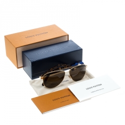 مملوكة مسبقًا نظارة شمسية أفياتور لوي فيتون Z0846U ستار شيب بني / ذهبي