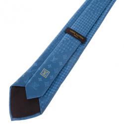 Pre Owned Louis Vuitton Blue Monogram Petit Damier Tie