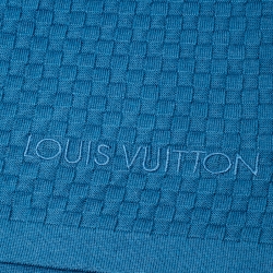 Louis Vuitton Blue Checked Pattern Cotton & Cashmere Micro Damier Scarf