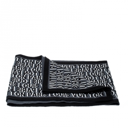 Louis Vuitton Black & Grey Wool Article de Voyage Wool Scarf