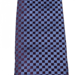 Louis Vuitton Navy Blue Petit Damier Pattern Jacquard Silk Tie Louis Vuitton