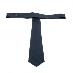 Pre Owned Louis Vuitton Navy Blue Geometric Pattern Silk Woven Classic Tie