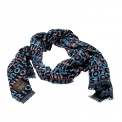 Louis Vuitton Multicolor Monogram Wool & Silk Tag Stripes Scarf