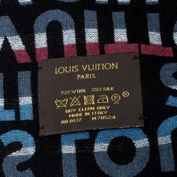 Louis Vuitton Multicolor Monogram Wool & Silk Tag Stripes Scarf