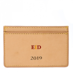 Pre Owned Louis Vuitton Beige Leather New Article-Free Card Holder           