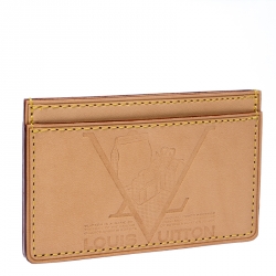Pre Owned Louis Vuitton Beige Leather New Article-Free Card Holder           