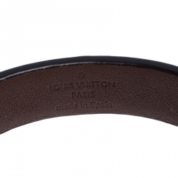 Pre Owned Louis Vuitton Brown Leather Open Cuff Bracelet 19