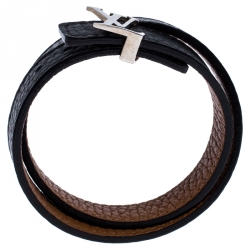 Louis Vuitton LV Initials Black/Brown Reversible Leather Double Wrap Bracelet