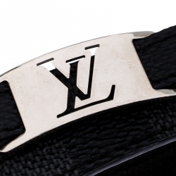 Louis Vuitton Damier Graphite Silver Tone Sign It Bracelet 