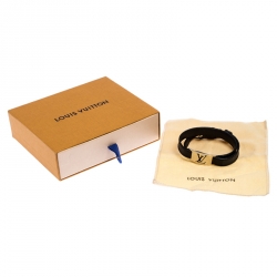 Louis Vuitton Damier Graphite Silver Tone Sign It Bracelet 