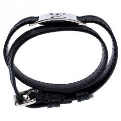 Louis Vuitton Damier Graphite Silver Tone Sign It Bracelet 