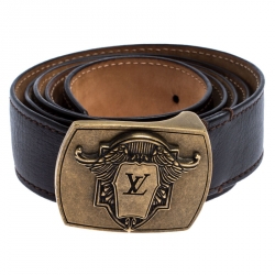 Pre Owned حزام لوي فيتون إبزيم يوتاه أكوسون جلد بني داكن 110 سم