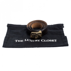 Pre Owned حزام لوي فيتون إبزيم يوتاه أكوسون جلد بني داكن 110 سم