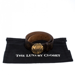 Pre Owned Louis Vuitton Monogram Canvas Round Logo Plague Buckle Belt 90CM